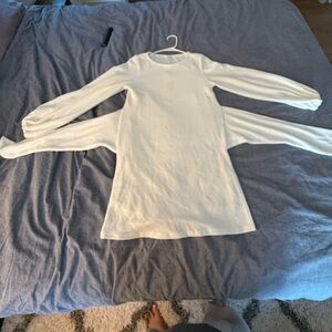 Elegant White Long-Sleeve Dress